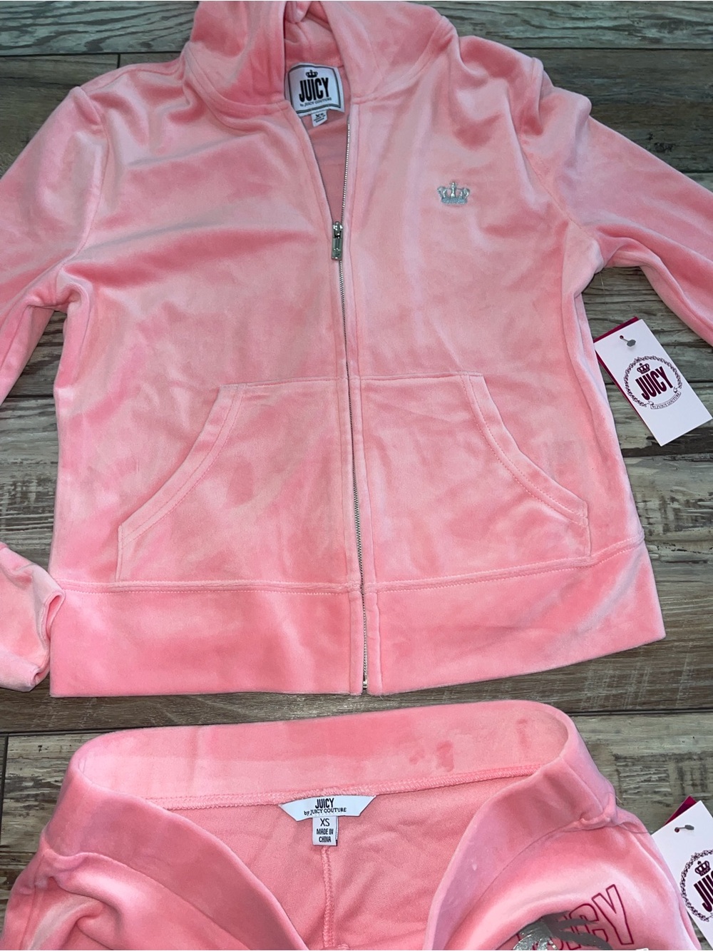Juicy Couture Flamingo Track Suit Tracksuit Velour Set Women X-small - Picture 8 of 10